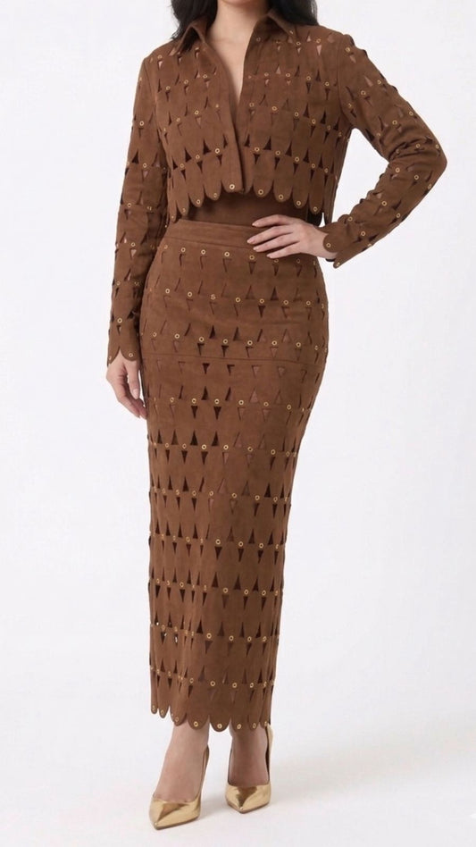 Brown studded elegance set